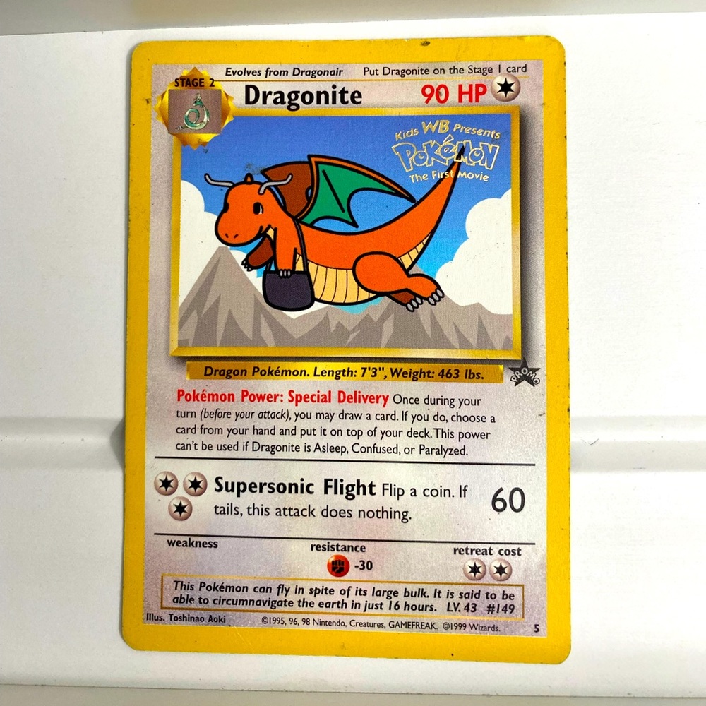 Dragonite Pokémon TCG From First Pokémon Movie 1999 - Kids WB